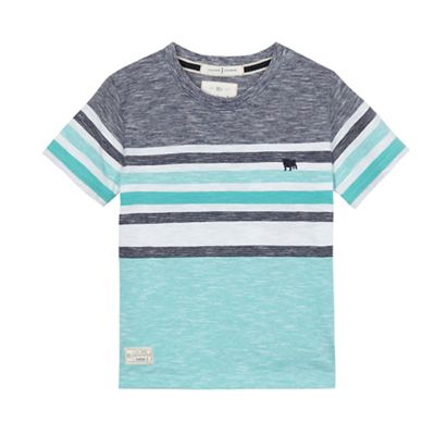 Boys' navy and green fine striped t-shirt